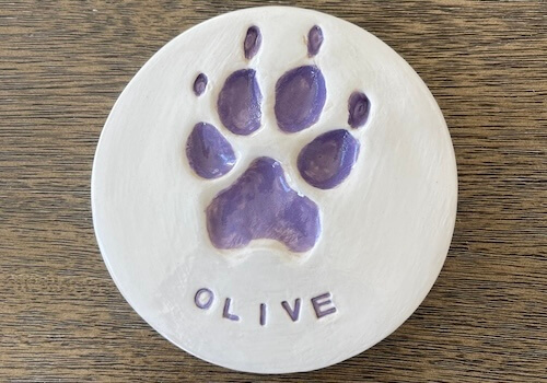 Ceramic Painted Clay paw print
